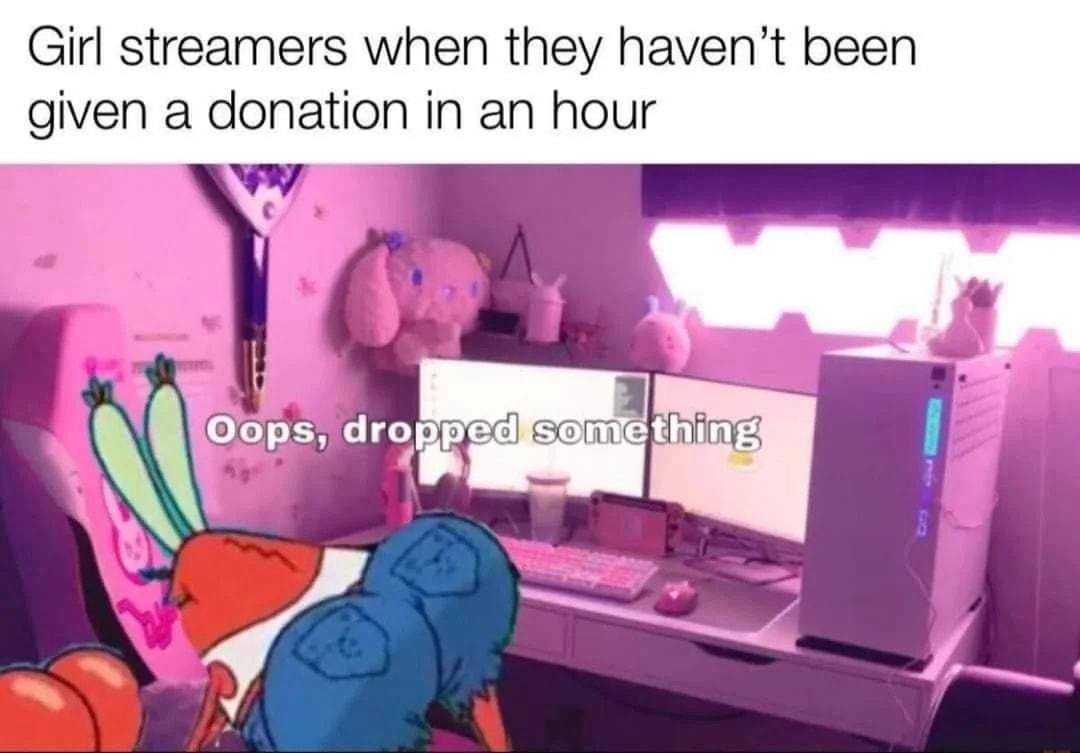 Girl streamers when they havent been given a donation in an hour