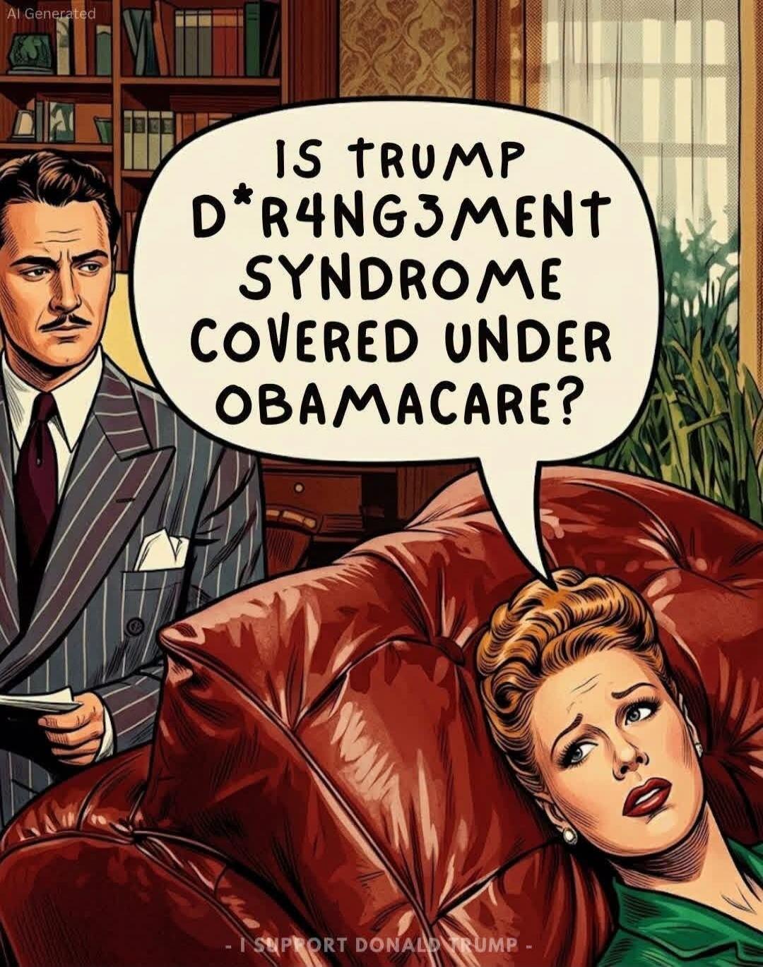 IS TRUMP D*R4NG3MENT SYNDROME COVERED UNDER OBAMACARE? AI Generated - I SUPPORT DONALD TRUMP -
