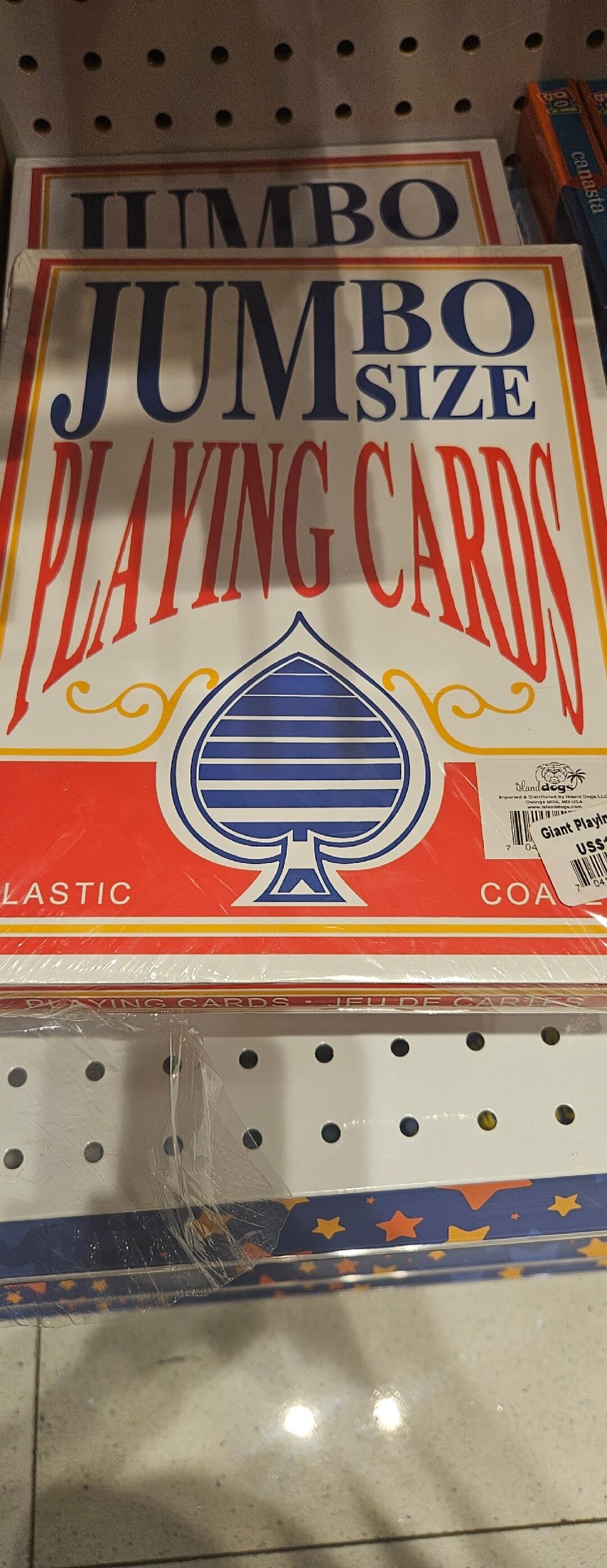 JUMBO SIZE PLAYING CARDS PLASTIC COATED island dogs Imported & Distributed by Island Dogs LLC Owings Mills, MD USA Giant Playing Cards US$