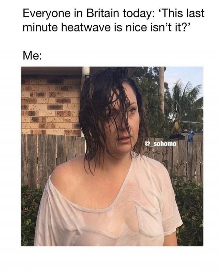 Everyone in Britain today: 'This last minute heatwave is nice isn't it?' Me: