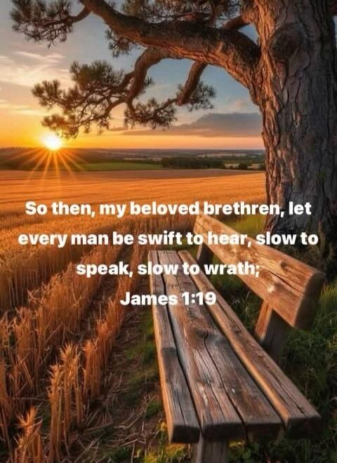 So then, my beloved brethren, let every man be swift to hear, slow to speak, slow to wrath; James 1:19