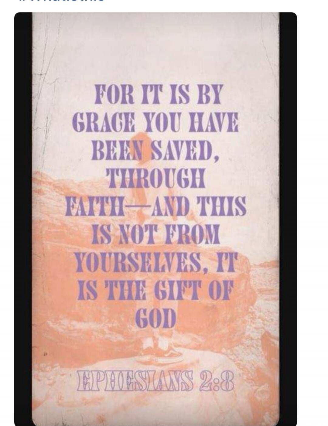 FOR IT IS BY GRACE YOU HAVE BEEN SAVED, THROUGH FAITH—AND THIS IS NOT FROM YOURSELVES, IT IS THE GIFT OF GOD EPHESIANS 2:8