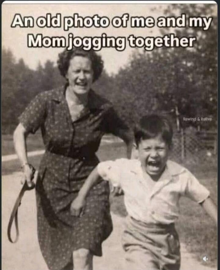 An old photo of me and my Mom jogging together. Rewind & Relive.