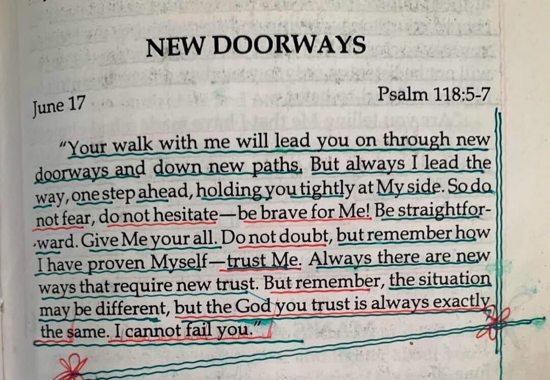 NEW DOORWAYS June 17 Psalm 118:5-7 