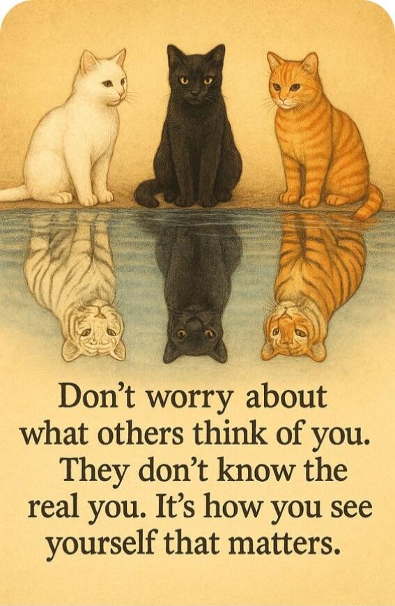 Don't worry about what others think of you. They don't know the real you. It's how you see yourself that matters.