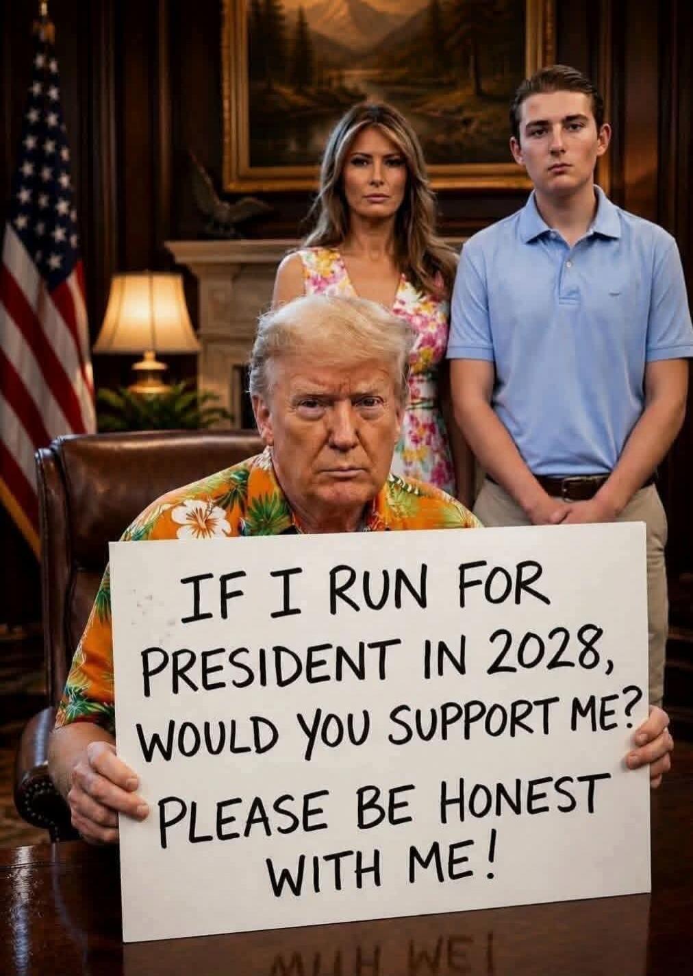 IF I RUN FOR PRESIDENT IN 2028, WOULD YOU SUPPORT ME? PLEASE BE HONEST WITH ME!
