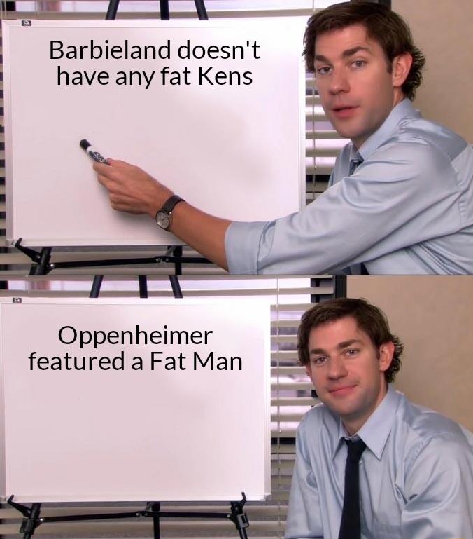 Barbieland doesnt have any fat Kens Oppenheimer featured a Fat Man