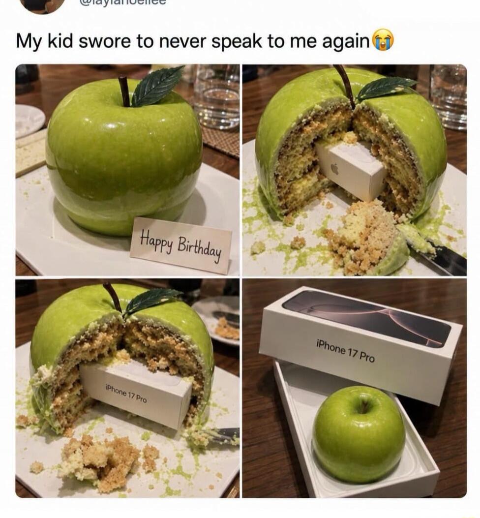 My kid swore to never speak to me again. Happy Birthday. iPhone 17 Pro