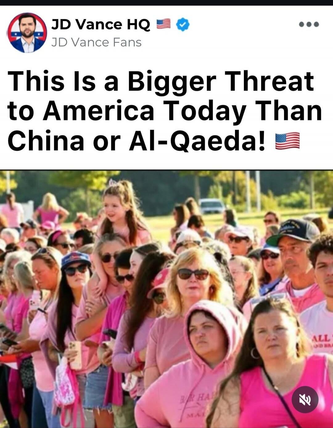 JD Vance HQ JD Vance Fans This Is a Bigger Threat to America Today Than China or Al-Qaeda! 🇺🇸