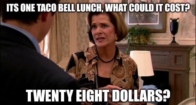 ITS ONE TACO BELL LU TWENTY EIGHT YT LT