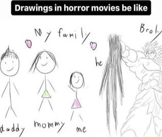 Drawings in horror movies be like N 7 faum ke