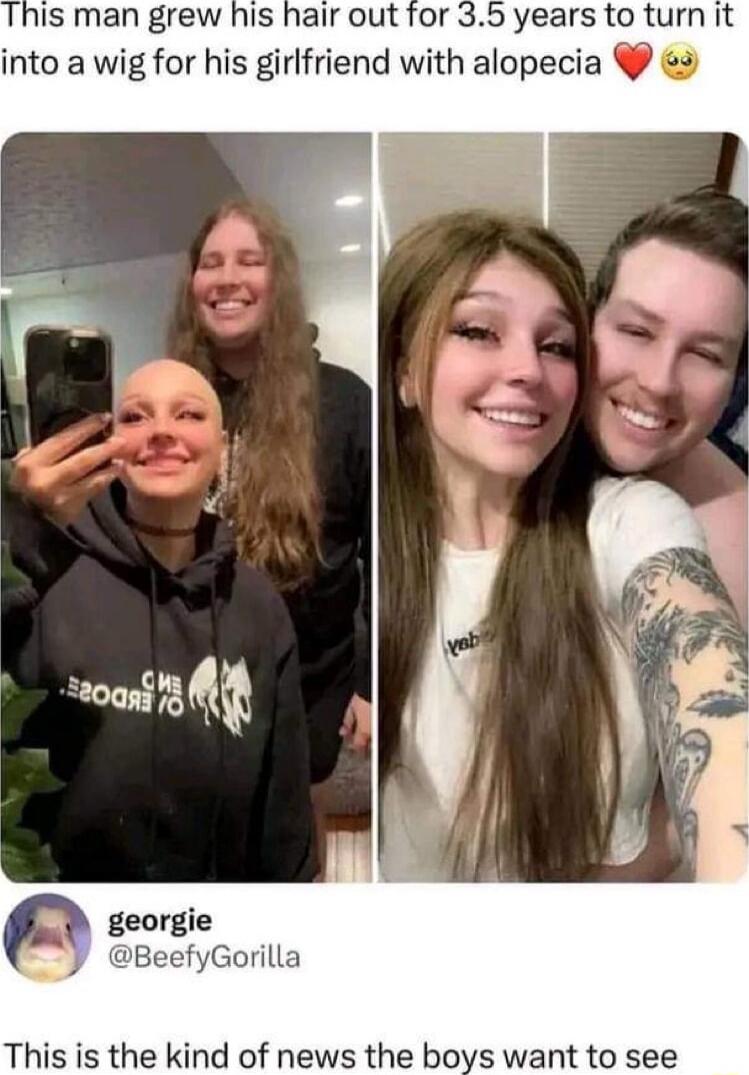 This man grew his hair out for 35 years to turn it into a wig for his girlfriend with alopecia 3