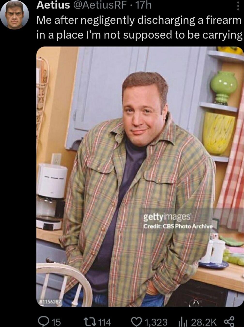 Me after negligently discharging a firearm in a place Im not supposed to be carrying