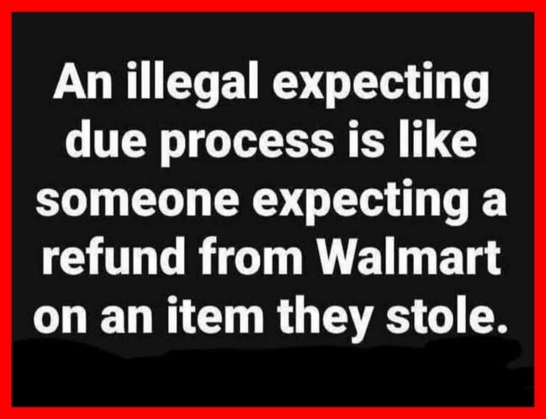 An illegal expecting due process is like someone expecting a refund from Walmart on an item they stole.