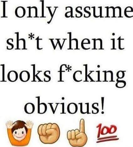 I only assume sh*t when it looks f*cking obvious!