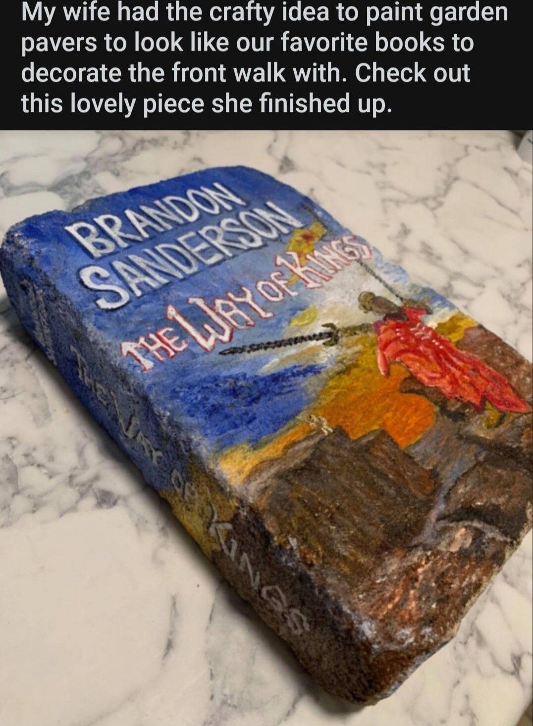 LOANGEEC RGN AT CER N ET e ET e pavers to look like our favorite books to decorate the front walk with Check out this lovely piece she finished up