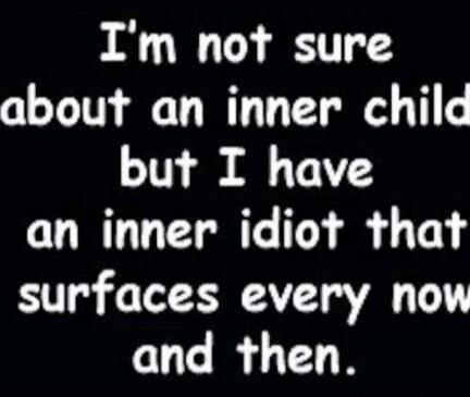 I'm not sure about an inner child but I have an inner idiot that surfaces every now and then.