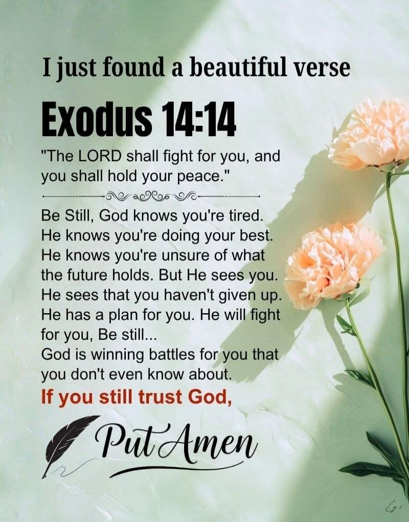 I just found a beautiful verse

Exodus 14:14

