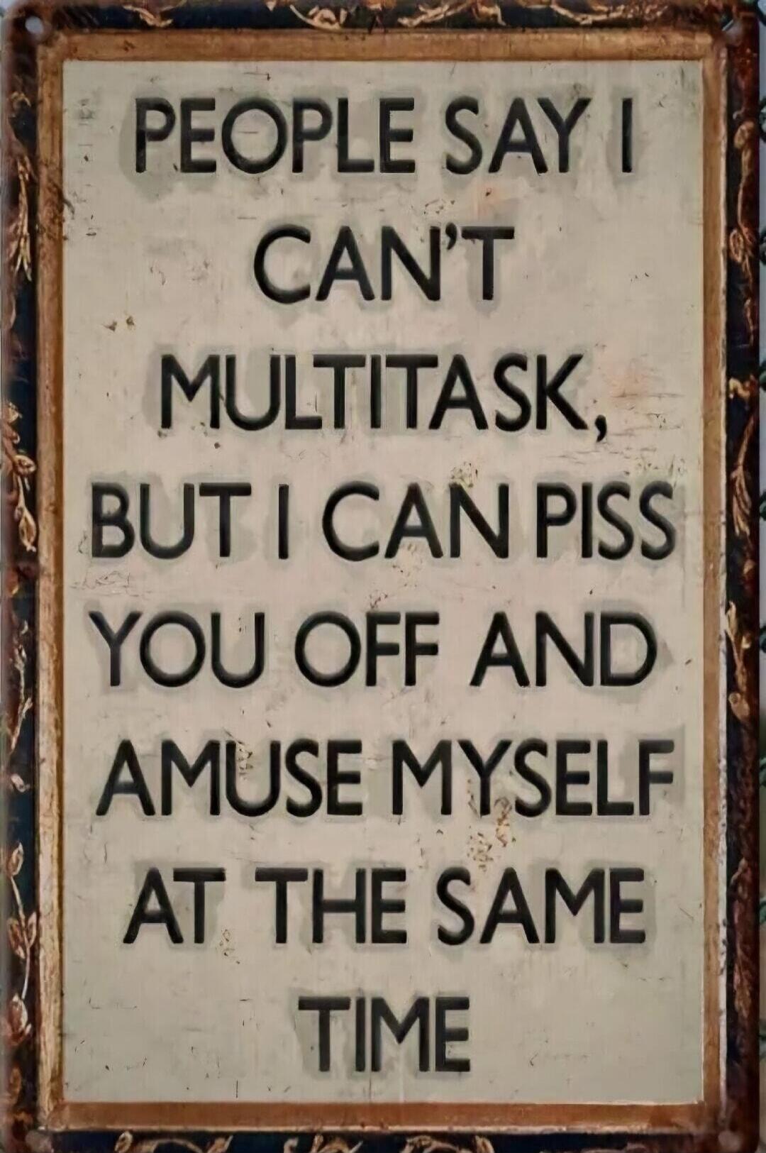 PEOPLE SAY I CAN'T MULTITASK, BUT I CAN PISS YOU OFF AND AMUSE MYSELF AT THE SAME TIME
