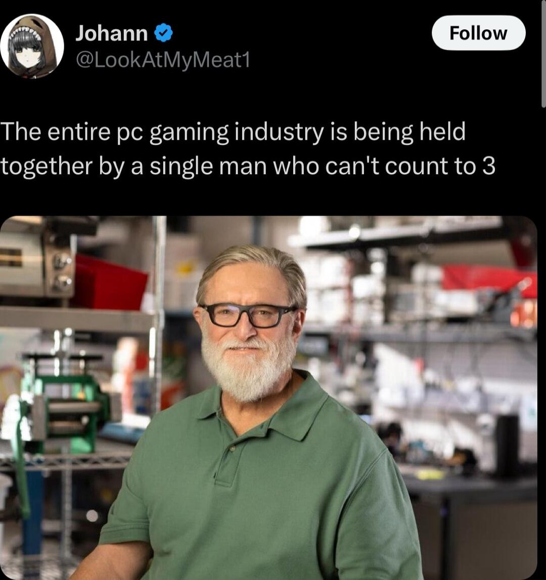 m PLUELLE W LookAtMyMeat1 The entire pc gaming industry is being held together by a single man who cant count to 3