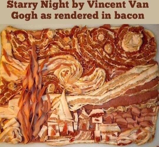 Starry Night by Vincent Van Gogh as rendered in bacon