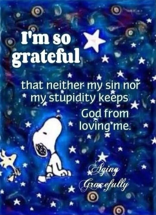I'm so grateful that neither my sin nor my stupidity keeps God from loving me. Aging Gracefully