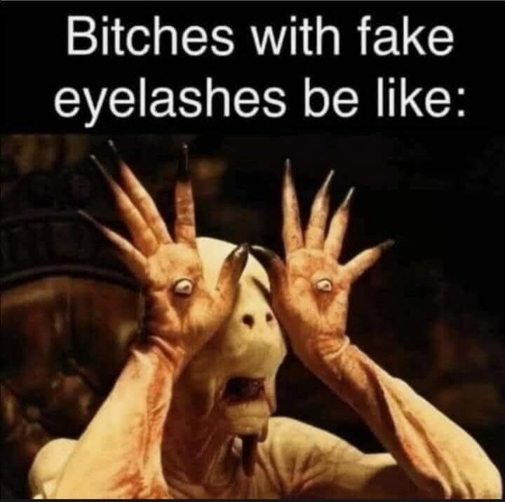 Bitches with fake eyelashes be like: