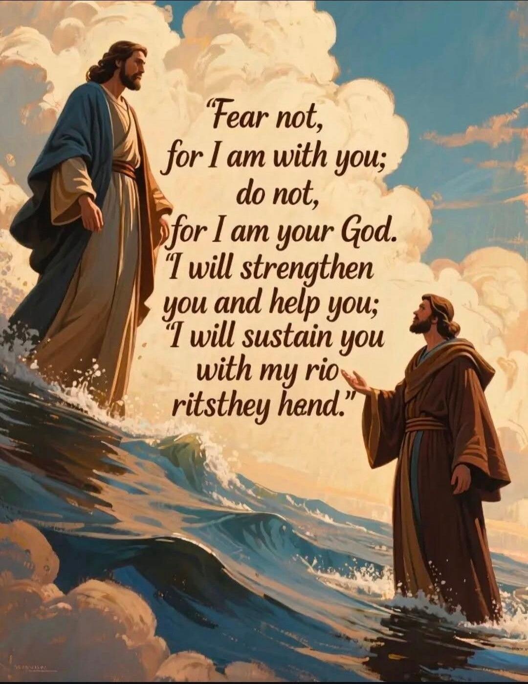 Fear not, for I am with you; do not, for I am your God. I will strengthen you and help you; I will sustain you with my rio ritsthey hend.