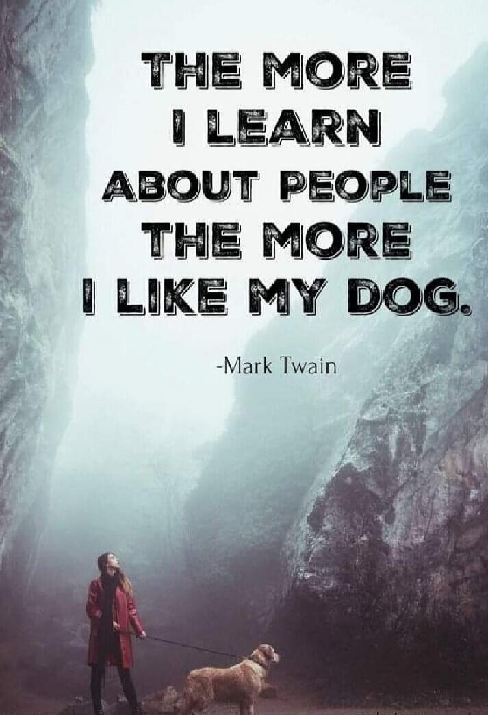 THE MORE I LEARN ABOUT PEOPLE THE MORE I LIKE MY DOG. -Mark Twain