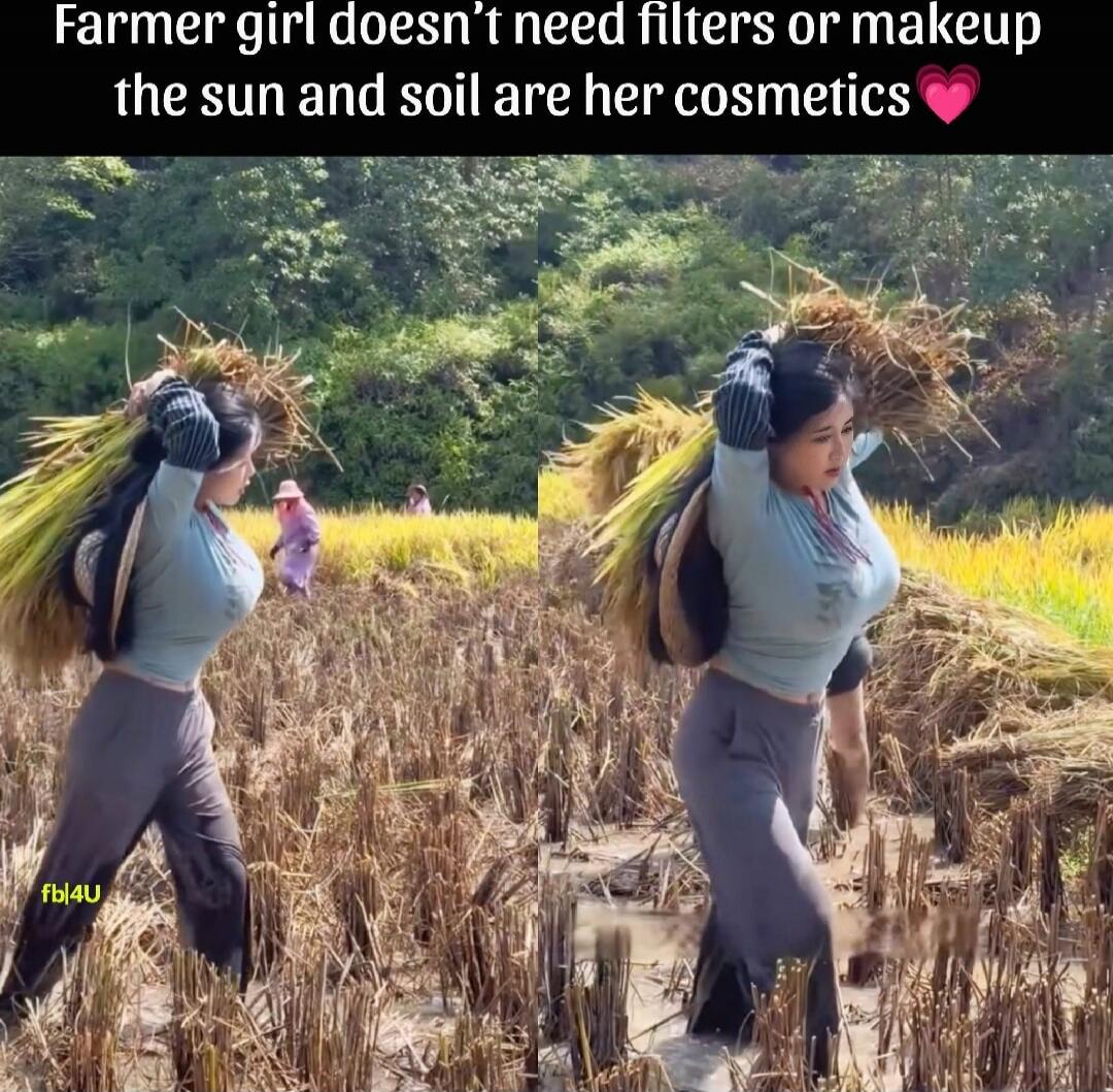 Farmer girl doesn't need filters or makeup the sun and soil are her cosmetics 💗