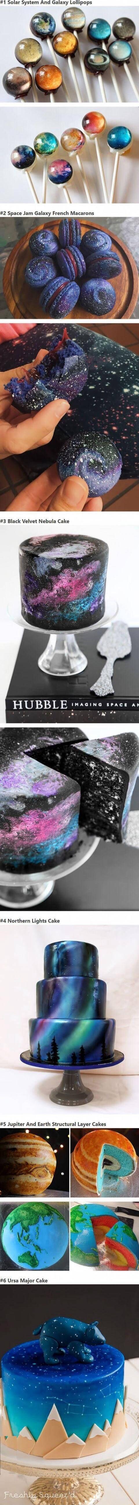 1 Solar System And Galaxy Lollipops 3 Black Velvet Nebula Cake 1316330 3 mrine seact 4 Northern Lights Cake 5 Jupiter And Earth Structural Layer Cakes 6 Ursa Major Cake