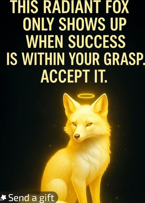 THIS RADIANT FOX ONLY SHOWS UP WHEN SUCCESS IS WITHIN YOUR GRASP. ACCEPT IT.