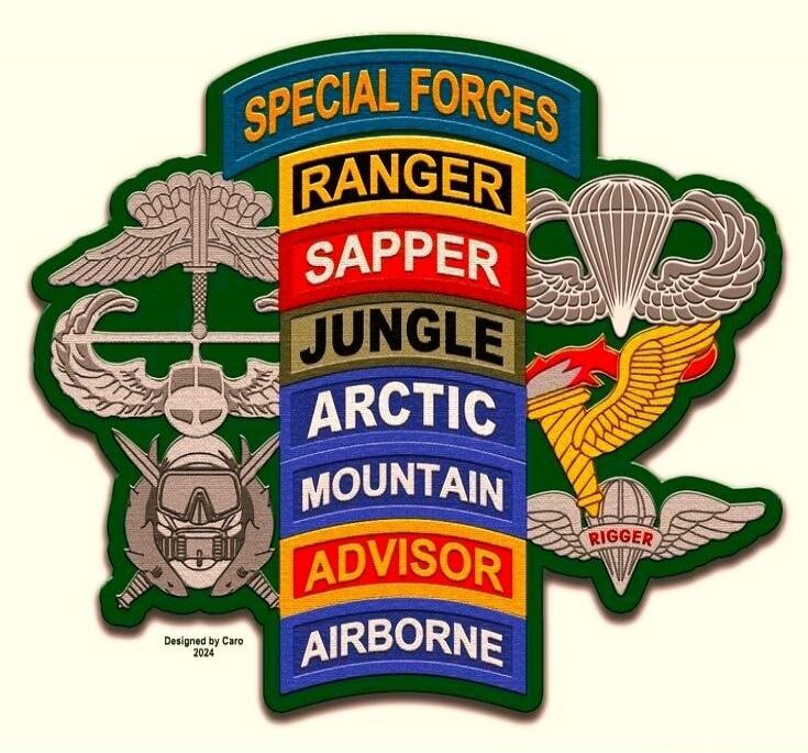 SPECIAL FORCES RANGER SAPPER JUNGLE ARCTIC MOUNTAIN ADVISOR AIRBORNE RIGGER Designed by Caro 2024