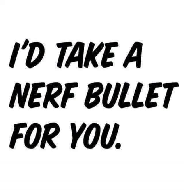 I'D TAKE A NERF BULLET FOR YOU.