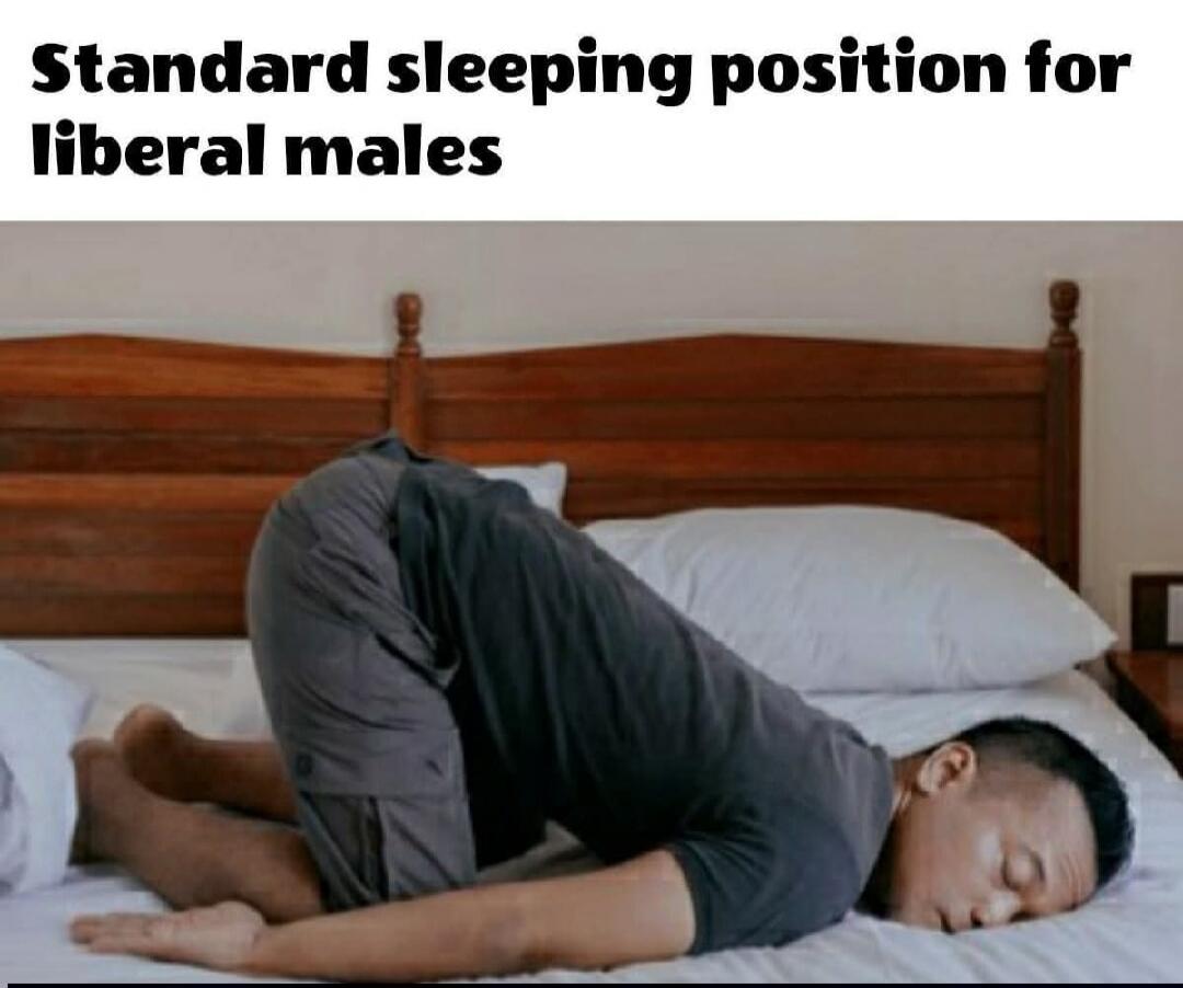 Standard sleeping position for liberal males