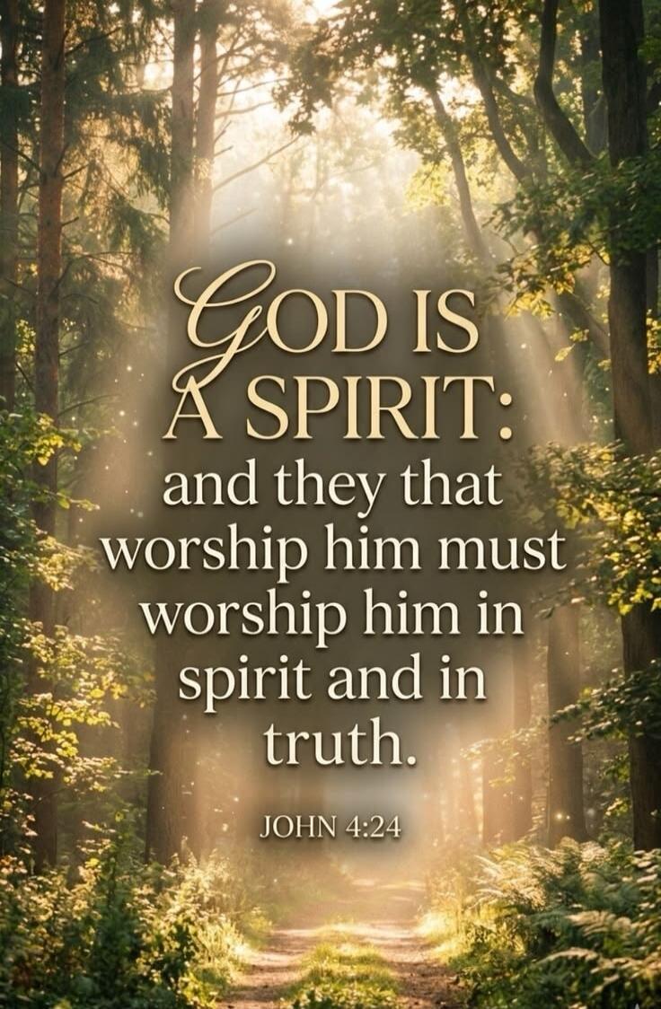 God is a Spirit: and they that worship him must worship him in spirit and in truth. JOHN 4:24