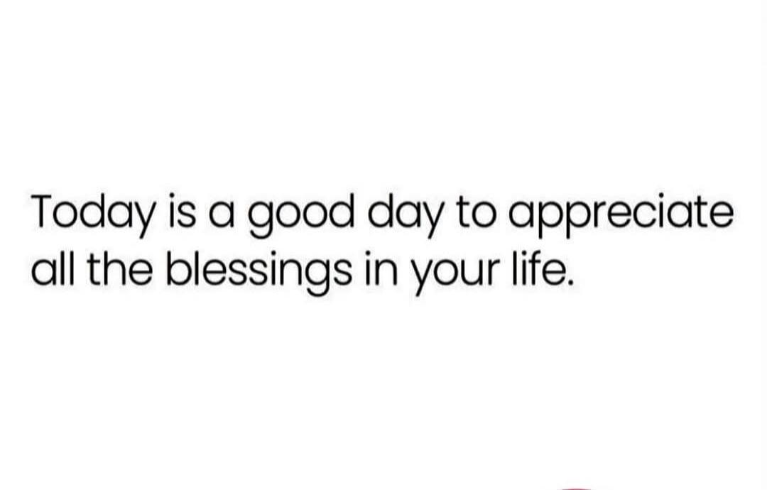 Today is a good day to appreciate all the blessings in your life.