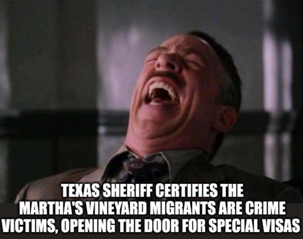 B THIS SHERIFF CERTIFIES THE MARTHAS VINEYARD MIGRANTS ARE CRIME VICTIMS OPENING THE DOOR FOR SPECIAL VISAS