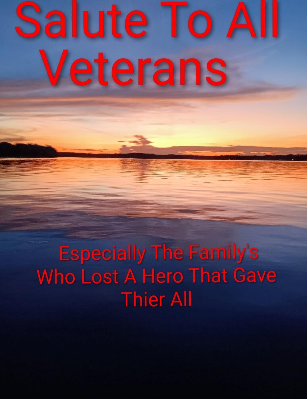 Salute To All Veterans
Especially The Family's Who Lost A Hero That Gave Thier All