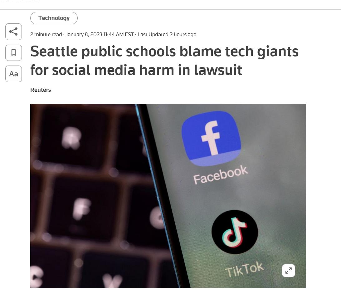 n Seattle public schools blame tech giants for social media harm in lawsuit