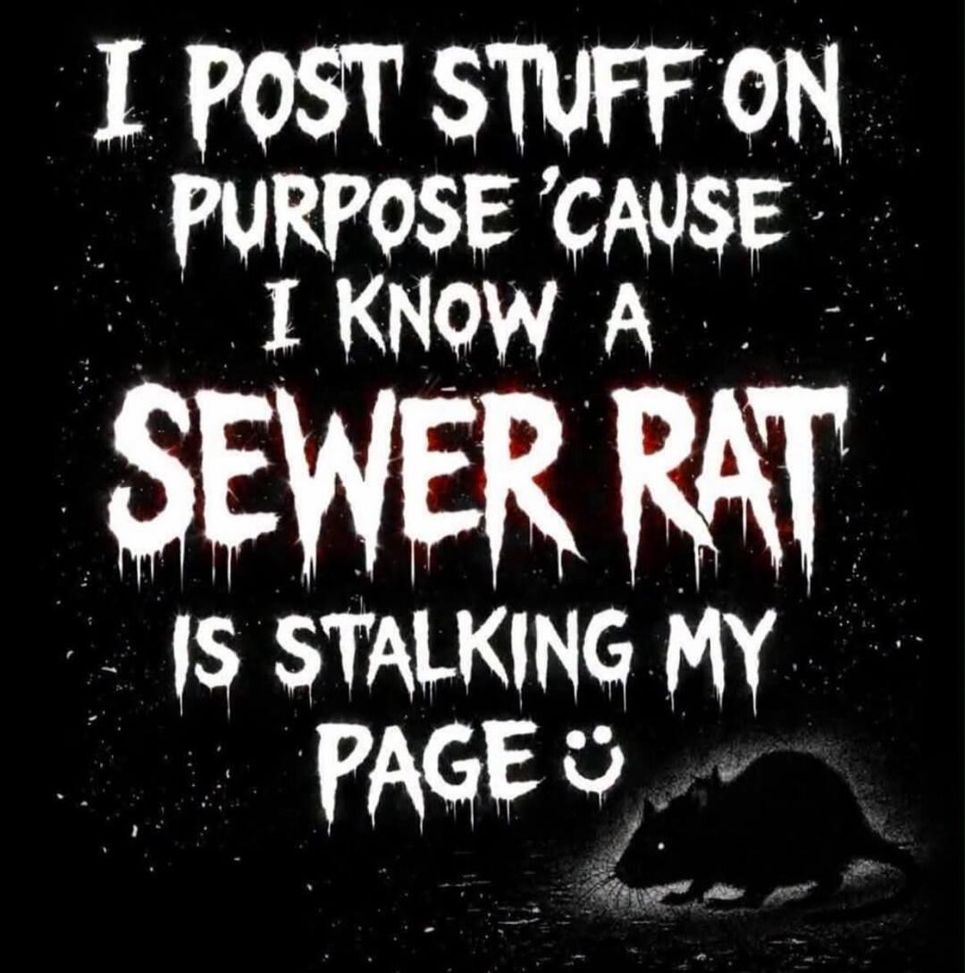 I POST STUFF ON PURPOSE 'CAUSE I KNOW A SEWER RAT IS STALKING MY PAGE :)