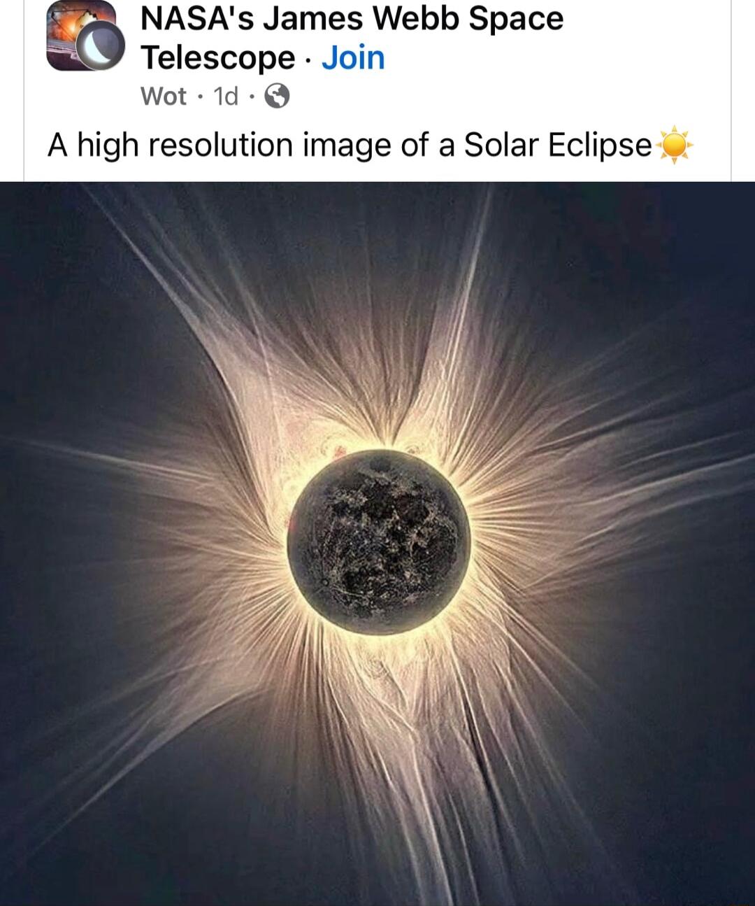 NASAs James Webb Space N Telescope 1 Wot 1d A high resolution image of a Solar Eclipse