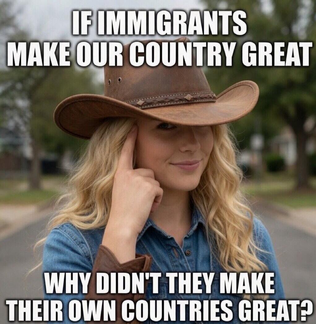 IF IMMIGRANTS MAKE OUR COUNTRY GREAT WHY DIDN'T THEY MAKE THEIR OWN COUNTRIES GREAT?