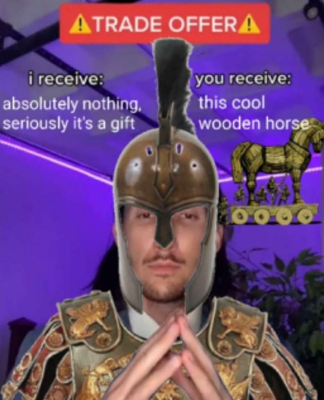 i receive you receive absolutely nothing this cool seriously its a gift wooden horM