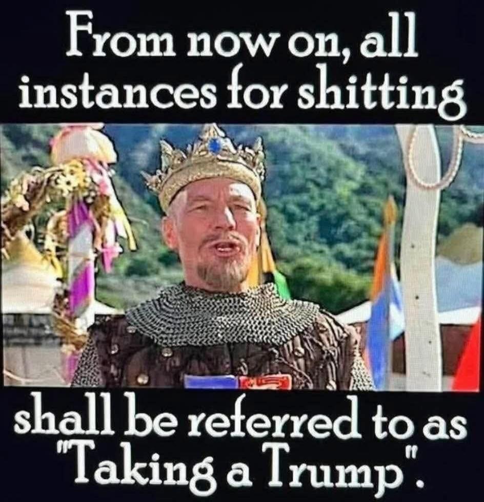 From now on, all instances for shitting shall be referred to as 