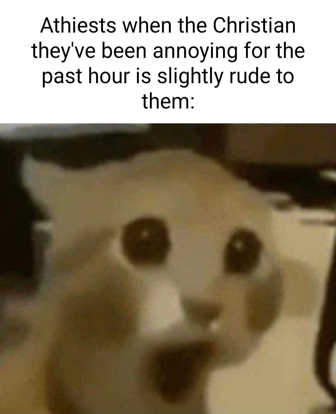 Athiests when the Christian theyve been annoying for the past hour is slightly rude to them