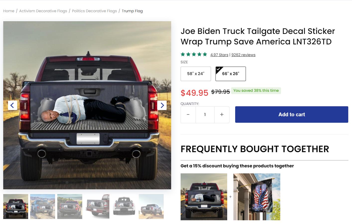 Joe Biden Truck Tailgate Decal ticker Wrap Trump Save America INT3Z6TD FREQUENTLY BOUGHT TOGETHER