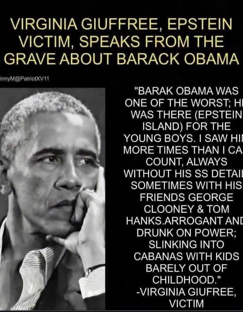 VIRGINIA GIUFFREE, EPSTEIN VICTIM, SPEAKS FROM THE GRAVE ABOUT BARACK OBAMA. 