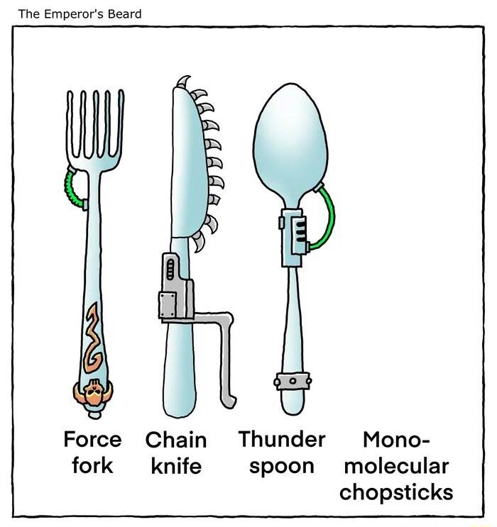 The Emperors Beard Force Chain Thunder Mono fork knife spoon molecular chopsticks