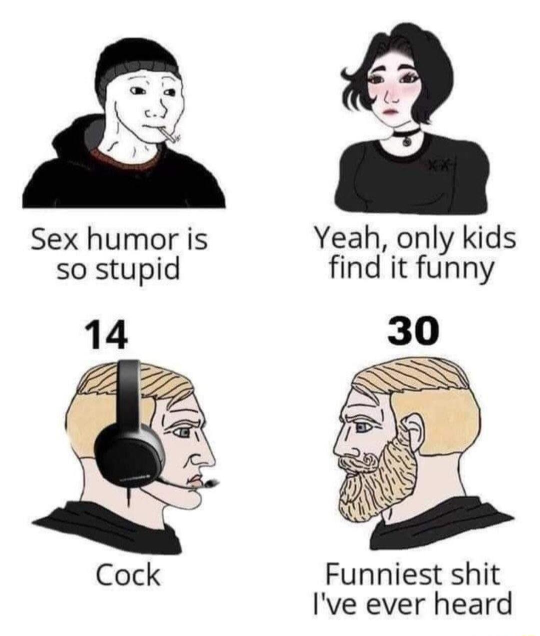 Sex humor is Yeah only kids so stupid find it funny Cock Funniest shit Ive ever heard